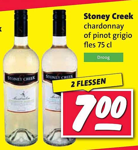 Stoney Creek chardonnay of pinot grigio fles 75 cl