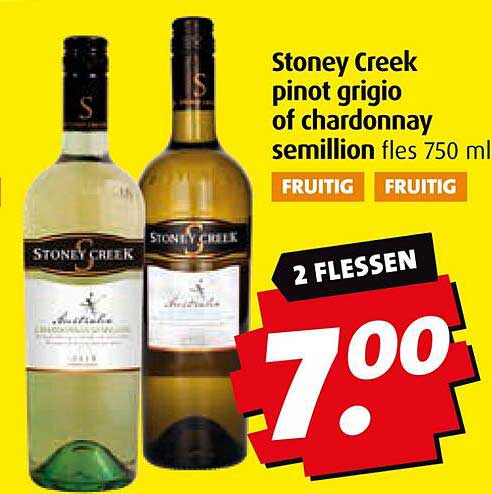 Stoney Creek pinot grigio of chardonnay semillon fles 750 ml