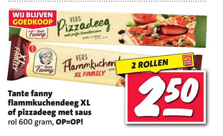Tante fanny flammkuchendeeg XL of pizzadeeg met saus rol 600 gram, OP=OP!