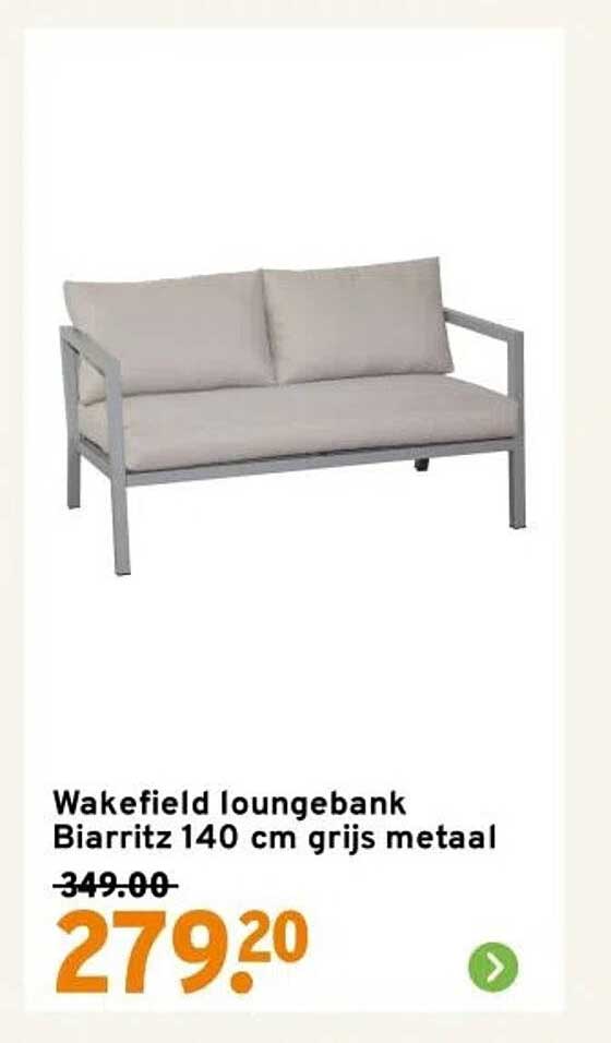 Wakefield loungebank Biarritz 140 cm grijs metaal