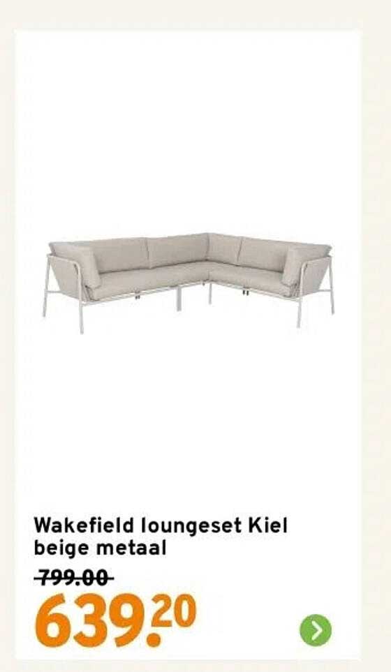 Wakefield loungeset Kiel beige metaal