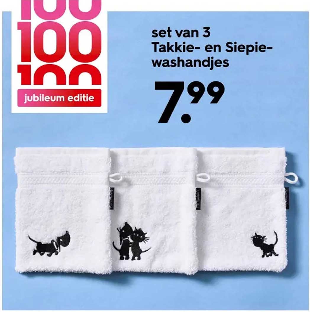 set van 3 Takkie- en Siepie-washandjes