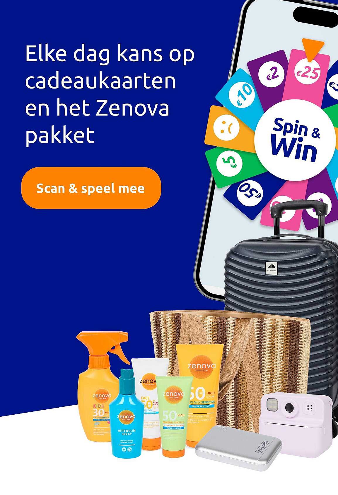 Elke dag kans op cadeaukaarten en het Zenova pakket Scan & speel mee