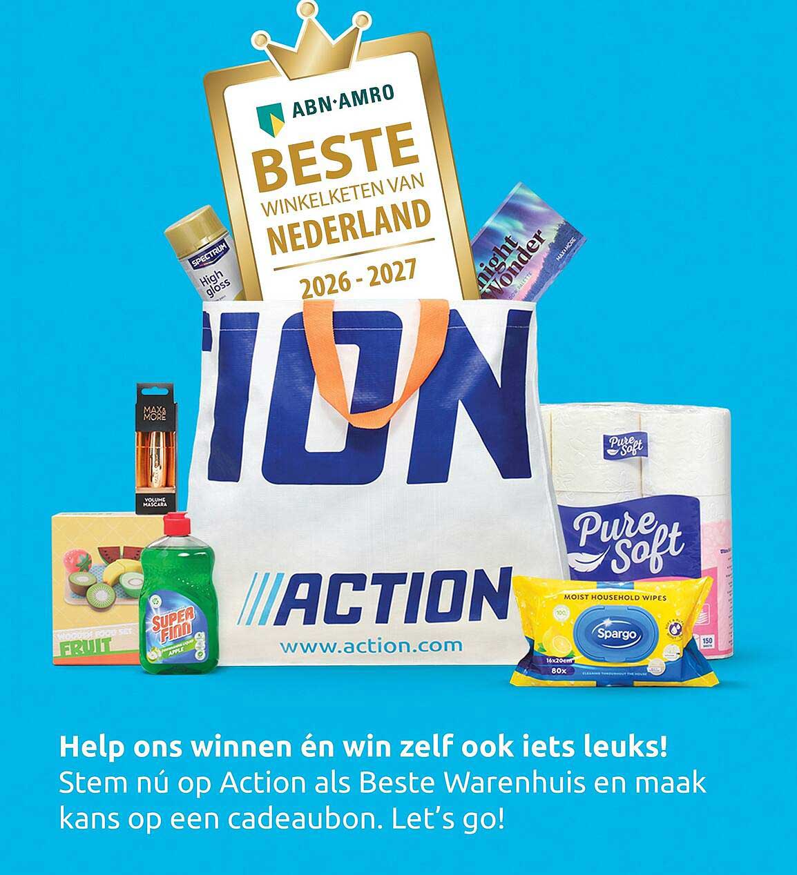 Help ons winnen én win zelf ook iets leuks! Stem nú op Action als Beste Warenhuis en maak kans op een cadeaubon. Let’s go!