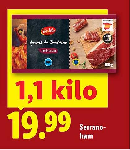 1,1 kilo Serrano-ham