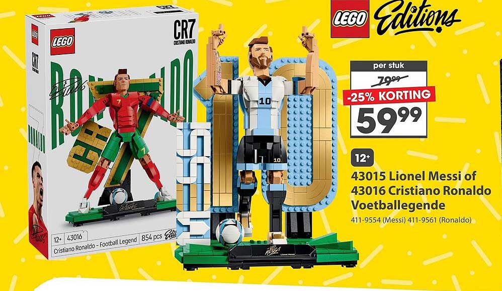43015 Lionel Messi of 43016 Cristiano Ronaldo Voetbaltlegende -25% KORTING