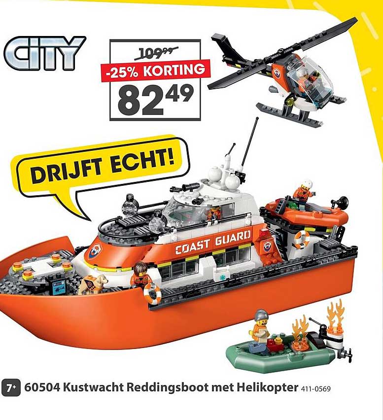 60504 Kustwacht Reddingsboot met Helikopter -25% KORTING