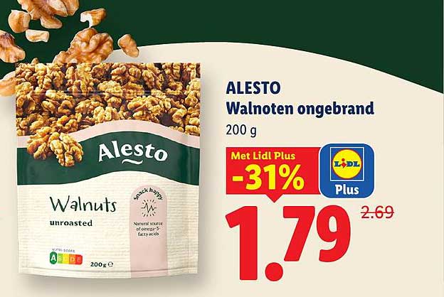 ALESTO Walnoten ongebrand 200 g Met Lidl Plus -31%