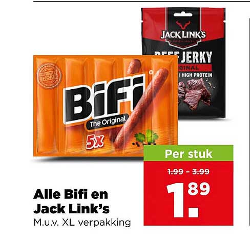 Alle Bifi en Jack Link's M.u.v. XL verpakking