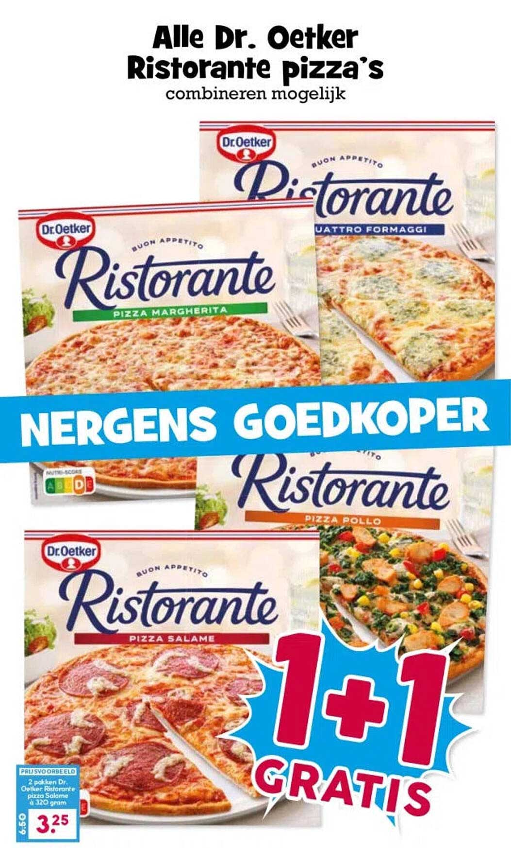 Alle Dr. Oetker Ristorante pizza’s combineren mogelijk 1+1 GRATIS