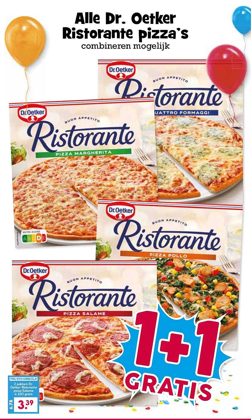 Alle Dr. Oetker Ristorante pizza’s combineren mogelijk 1+1 gratis