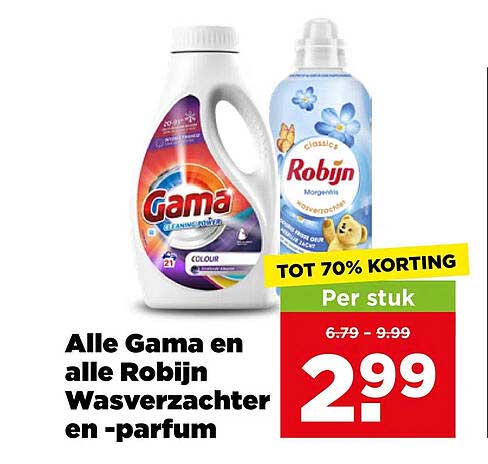 Alle Gama en alle Robijn Wasverzachter en -parfum TOT 70% KORTING