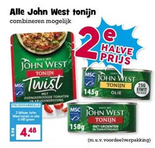 Alle John West tonijn combineren mogelijk 2e halve prijs