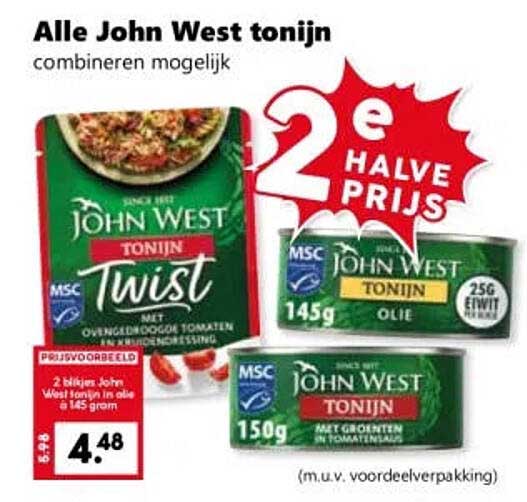 Alle John West tonijn combineren mogelijk 2e halve prijs