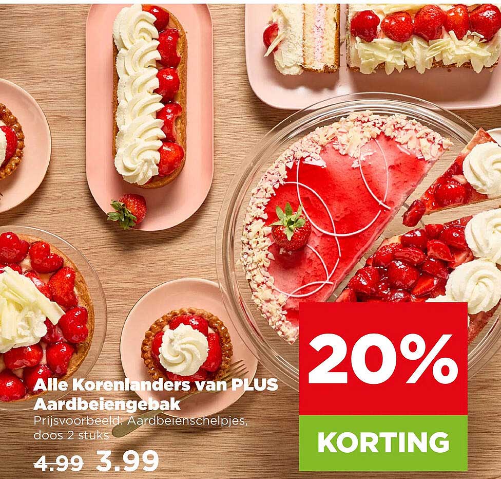 Alle Korenlanders van PLUS Aardbeiengebak 20% KORTING