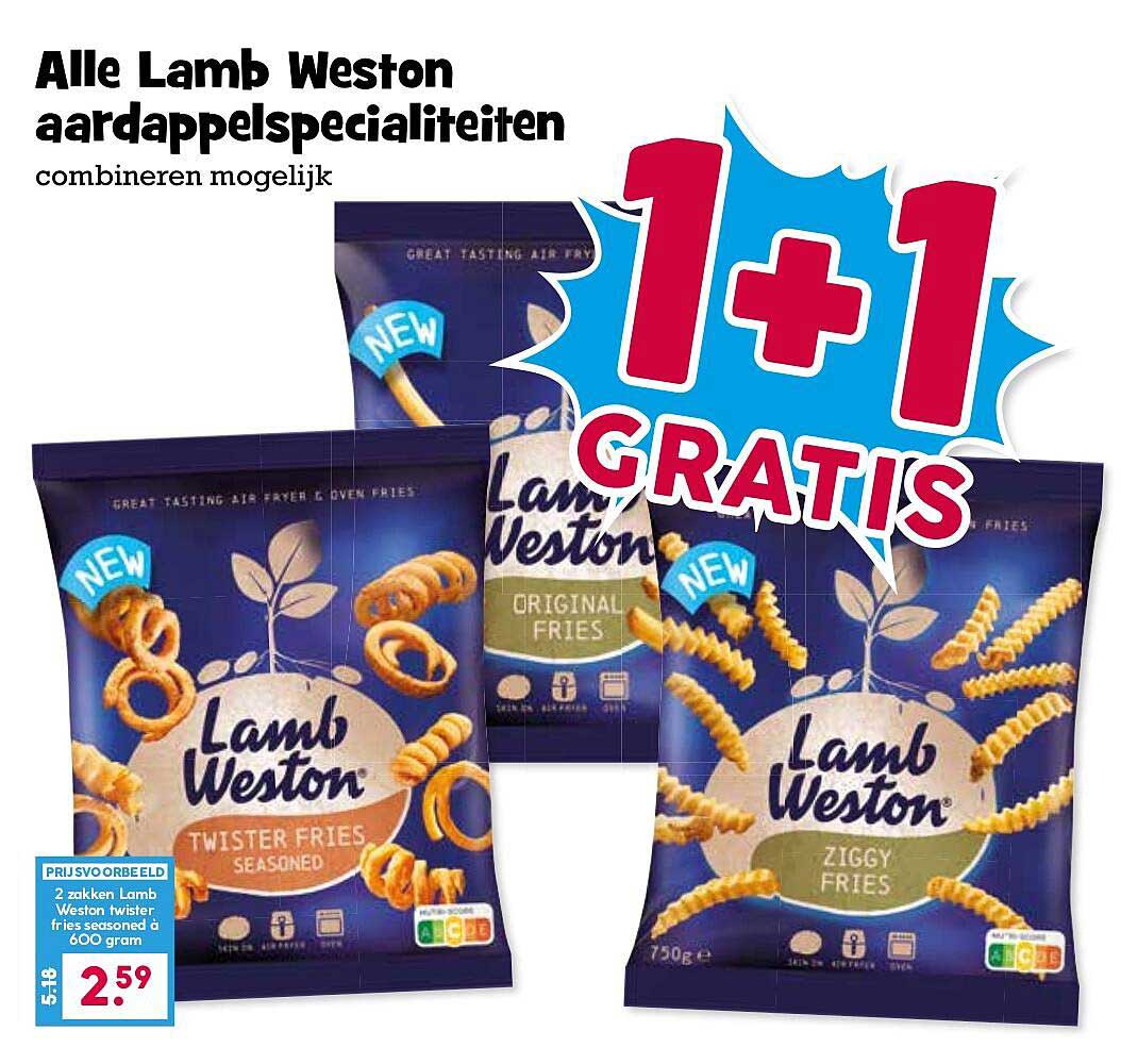 Alle Lamb Weston aardappelspecialiteiten combineren mogelijk 1+1 GRATIS