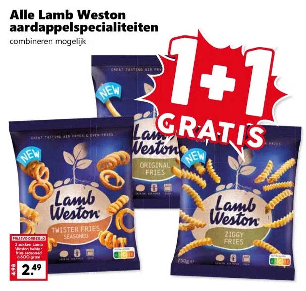 Alle Lamb Weston aardappelspecialiteiten combineren mogelijk 1+1 GRATIS