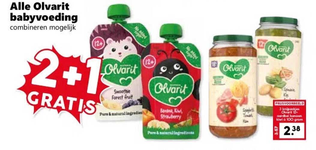 Alle Olvarit babyvoeding combineren mogelijk 2+1 gratis