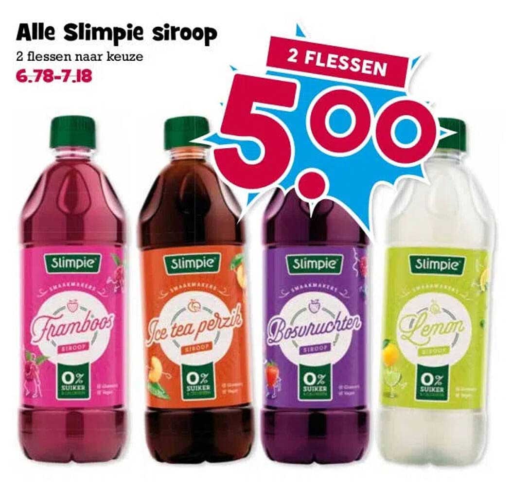 Alle Slimpie siroop 2 flessen naar keuze 2 FLESSEN