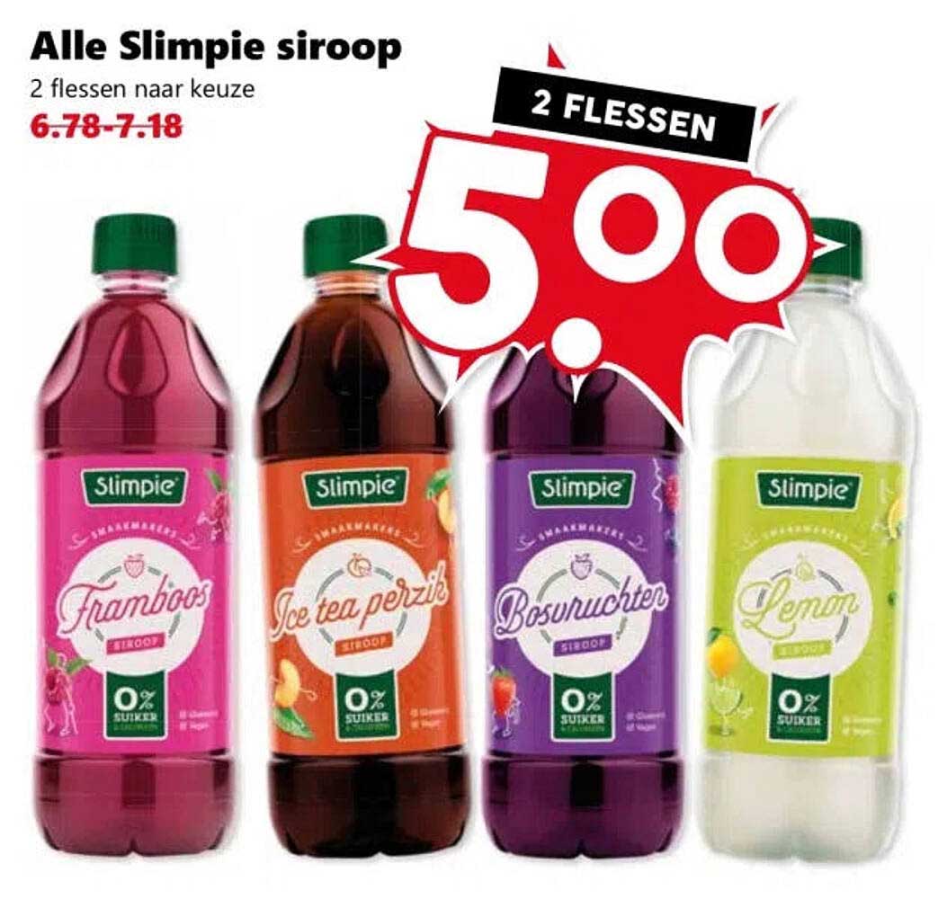 Alle Slimpie siroop 2 flessen naar keuze