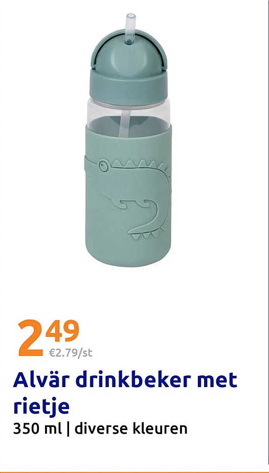 Alvår drinkbeker met rietje 350 ml | diverse kleuren