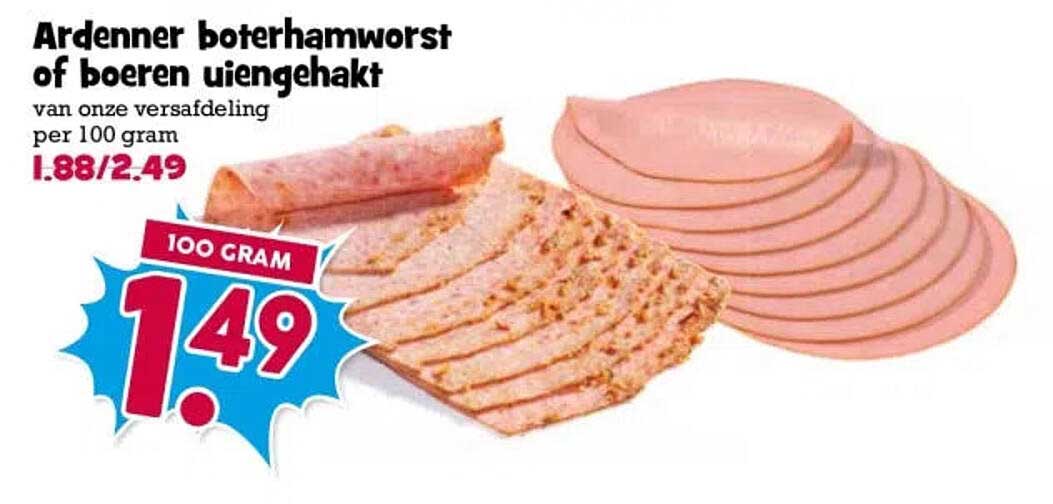 Ardenner boterhamworst of boeren uiensgehakt