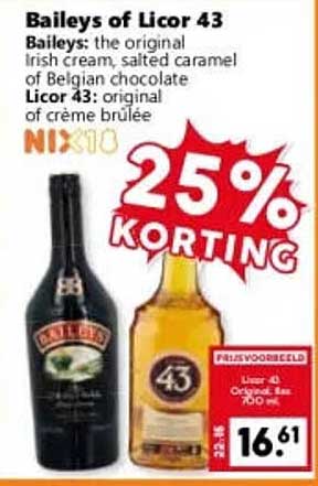 Baileys of Licor 43 25% KORTING