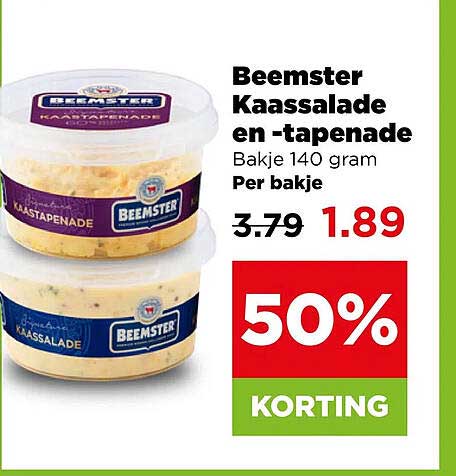 Beemster Kaassalade en -tapenade 50% korting