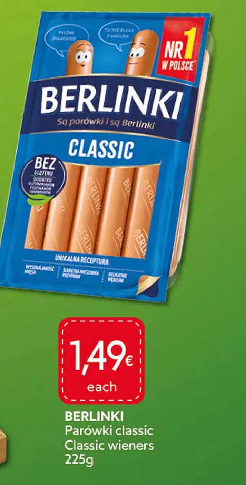 BERLINKI Parówki classic Classic wieners 225g