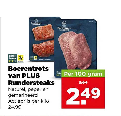 Boerentrots van PLUS Rundersteaks