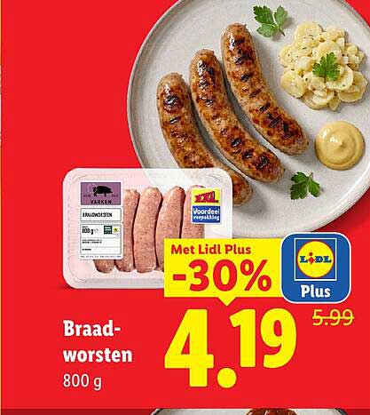 Braadworsten 800 g -30%