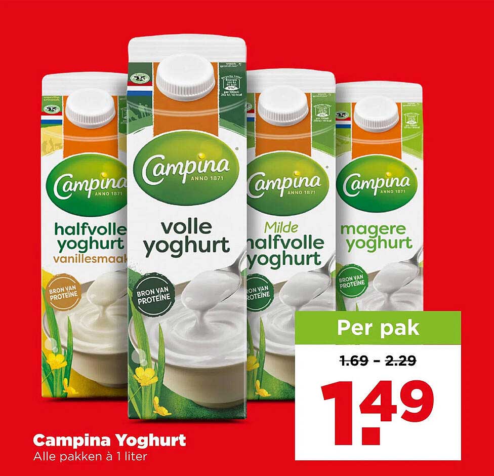 Campina Yoghurt Alle pakken à 1 liter