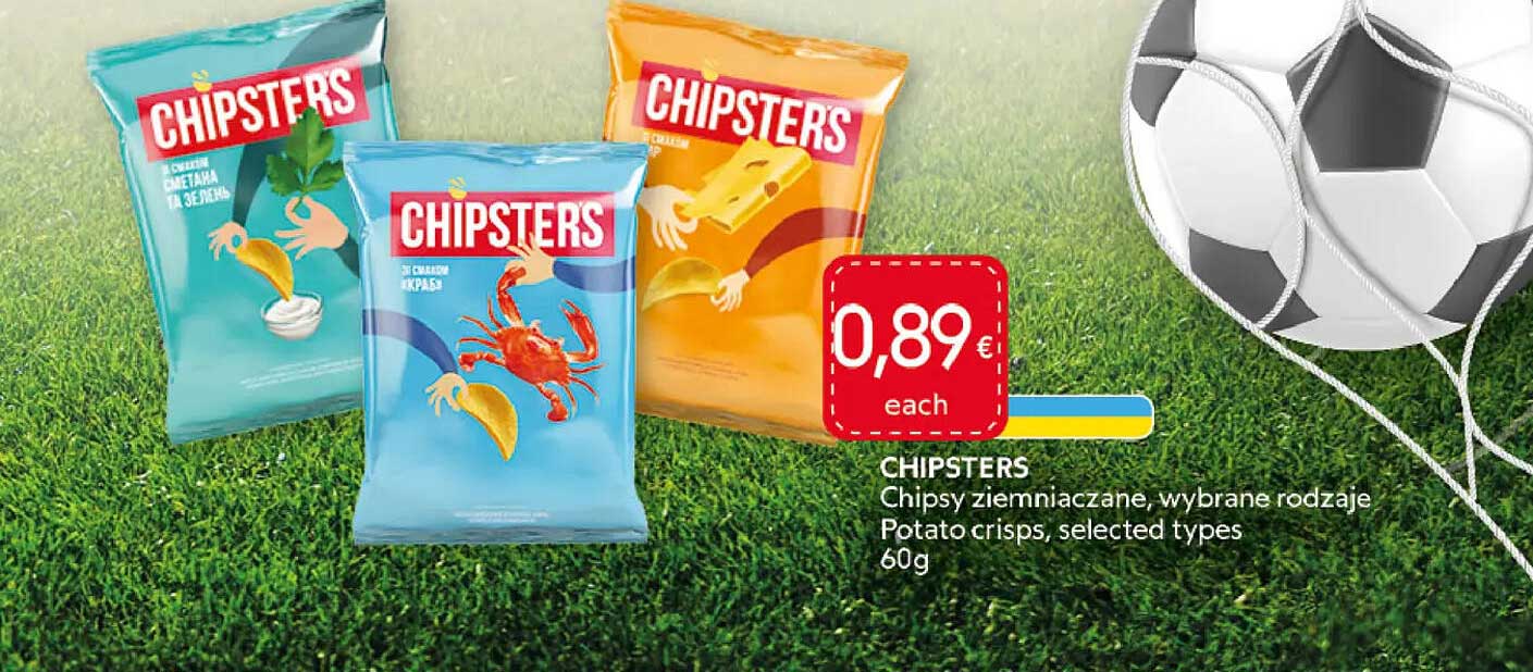 CHIPSTERS Chipsy ziemniaczane, wybrane rodzaje Potato crisps, selected types 60g