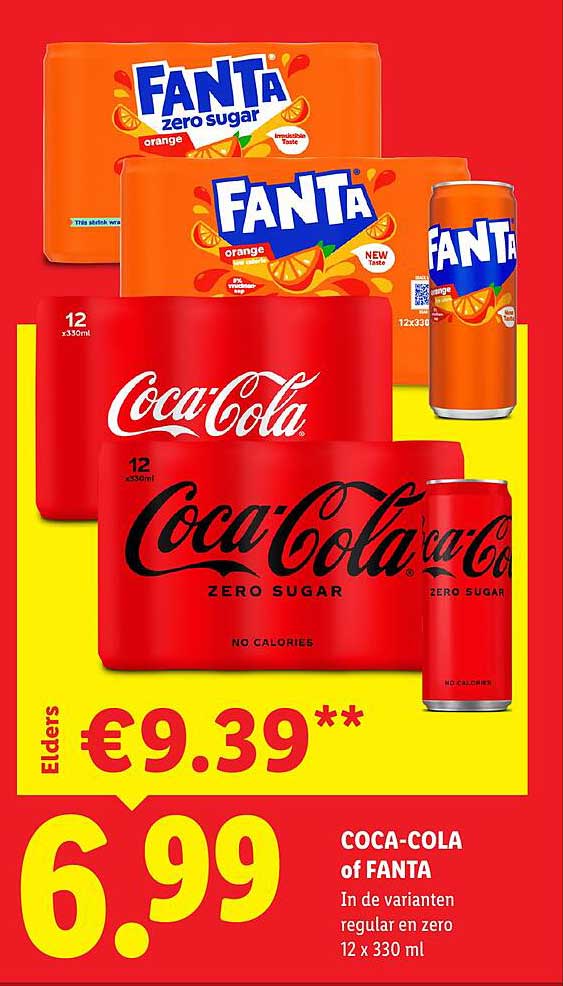 COCA-COLA of FANTA In de varianten regular en zero 12 x 330 ml