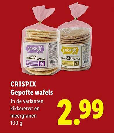 CRISPX Gepofte wafels In de varianten kikkererwt en meergranen 100 g
