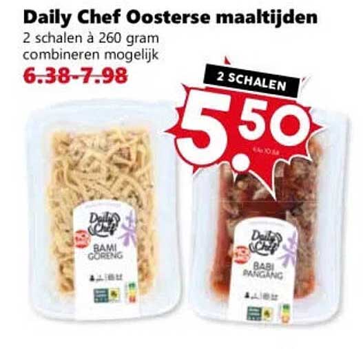 Daily Chef Oosterse maaltijden 2 schalen à 260 gram combineren mogelijk 2 SCHALEN