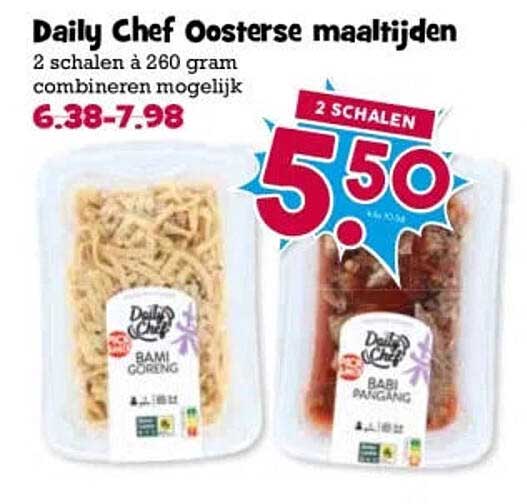 Daily Chef Oosterse maaltijden 2 schalen à 260 gram combineren mogelijk 2 schalen
