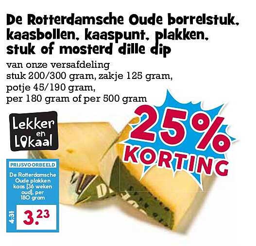 De Rotterdamsche Oude borrelstuk, kaasbollen, kaaspunt, plakken, stuk of mosterd dille dip 25% KORTING