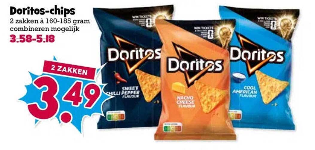 Doritos-chips 2 zakken à 160-185 gram combineren mogelijk 2 zakken
