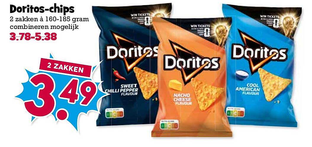 Doritos-chips 2 zakken à 160-185 gram combineren mogelijk
