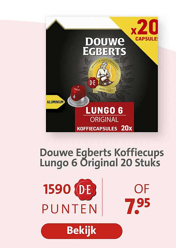 Douwe Egberts Koffiecups Lungo 6 Original 20 Stuks