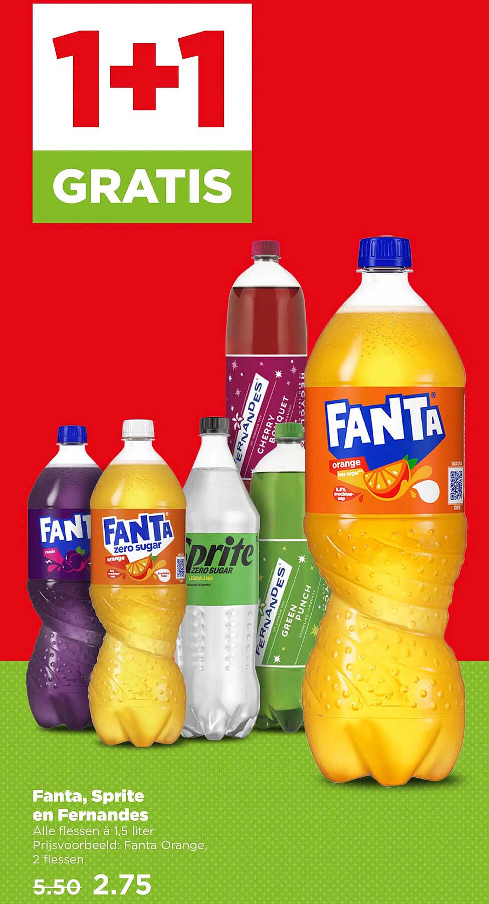Fanta, Sprite en Fernandes 1+1 GRATIS