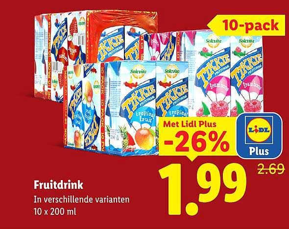 Fruitdrink In verschillende varianten 10 x 200 ml