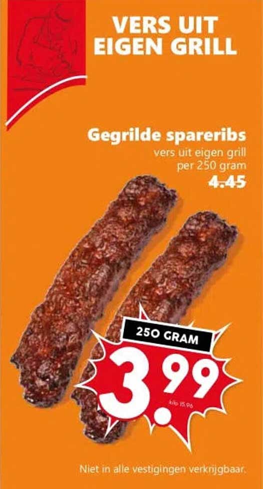 Gegrilde spareribs vers uit eigen grill per 250 gram