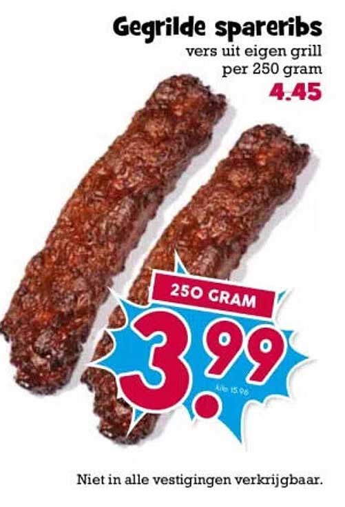 Gegrilde spareribs vers uit eigen grill per 250 gram