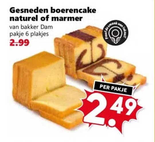 Gesneden boerencake naturel of marmer
