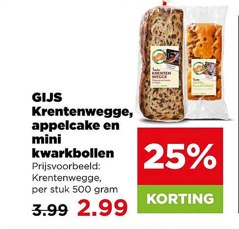 GIJS Krentenwegge, appelcake en mini kwarkbollen 25% KORTING