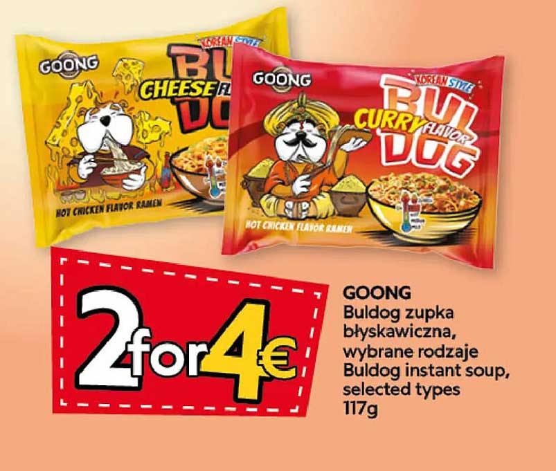 GOONG Buldog zupka błyskawiczna, wybrane rodzaje Buldog instant soup, selected types 117g 2 for 4€