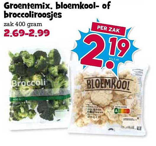 Groentemix, bloemkool- of broccoliroosjes