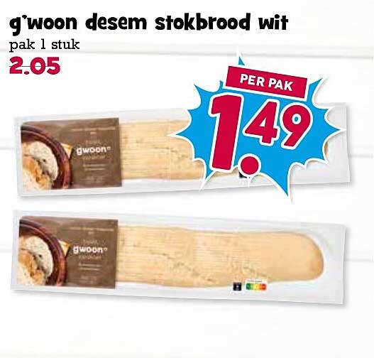 g'woon desem stokbrood wit